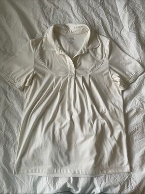 White Short-Sleeve Polo Top